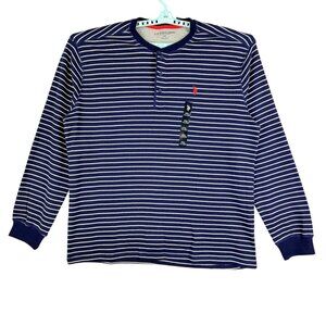 U.S. Polo Assn. Men's Pullover Navy/White  Striped Henley Shirt Size XXL‎ NWT
